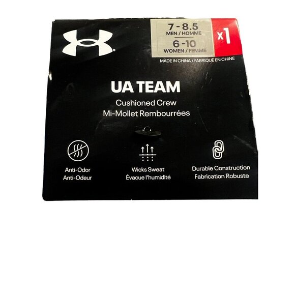 Under Armour UA Team Cushioned Crew Socks 7-8.5 Men/6-10 Women - Picture 3 of 3